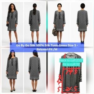 Go By Gosilk 100% Silk Tunic Dress Size S - Relaxed Fit/M